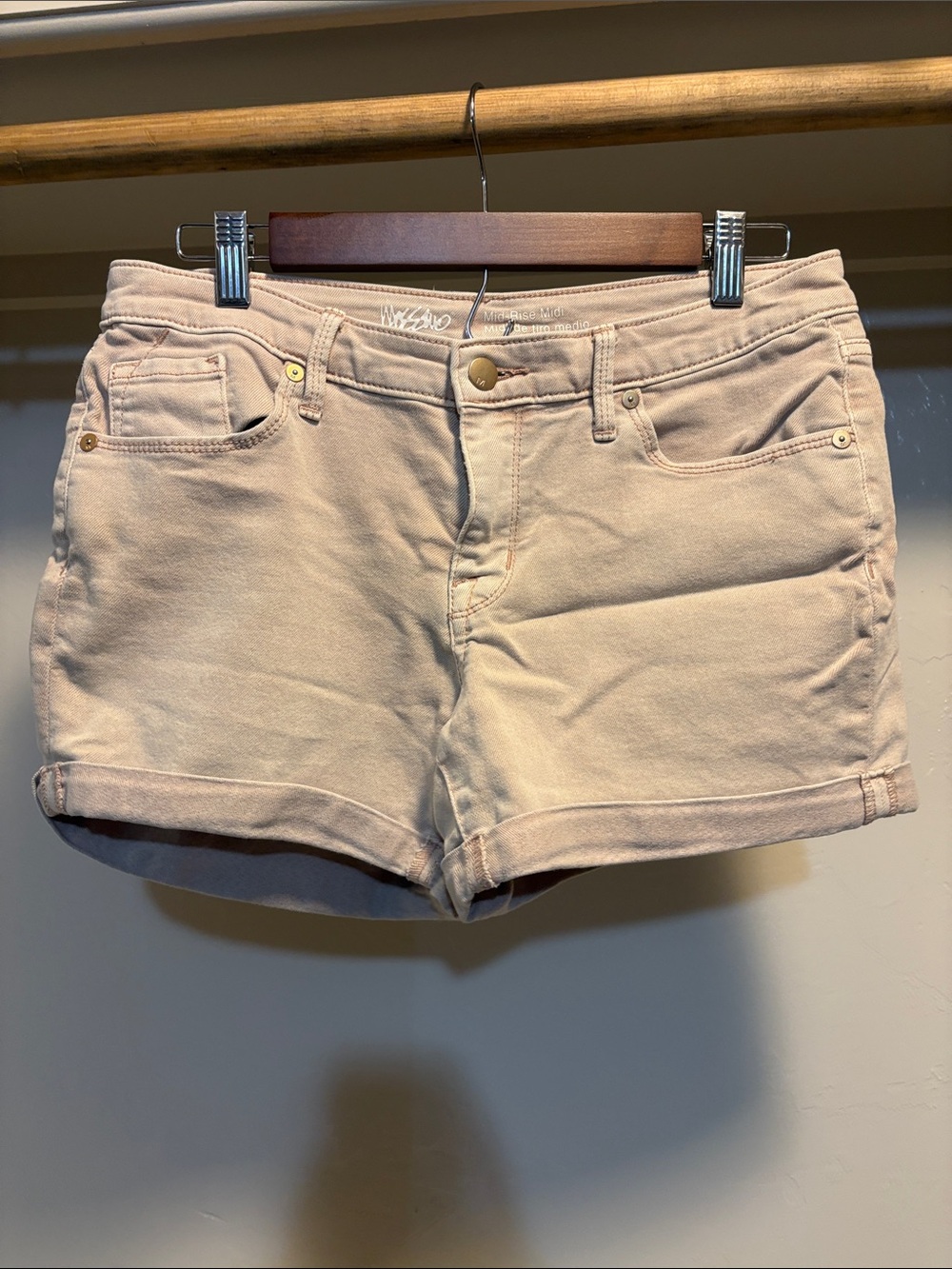 Mossimo Supply Co. Light Beige Roll-Cuff Jean Shorts